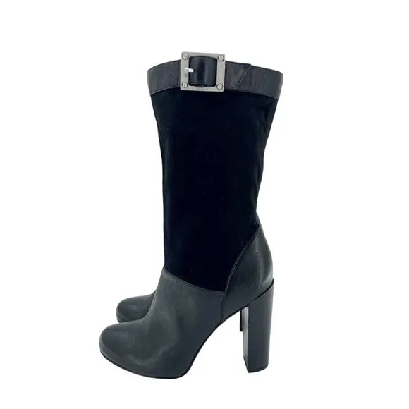 Rachel Zoe Boots Claudia Black Leather Slouch Heeled Boots SZ 7 NEW $495