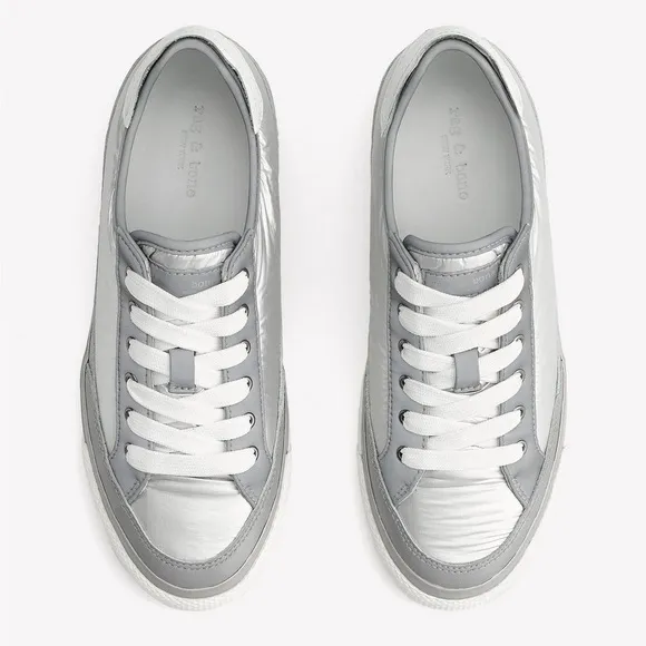 RAG &amp; BONE Army Sneakers Silver Nylon Sz 6.5