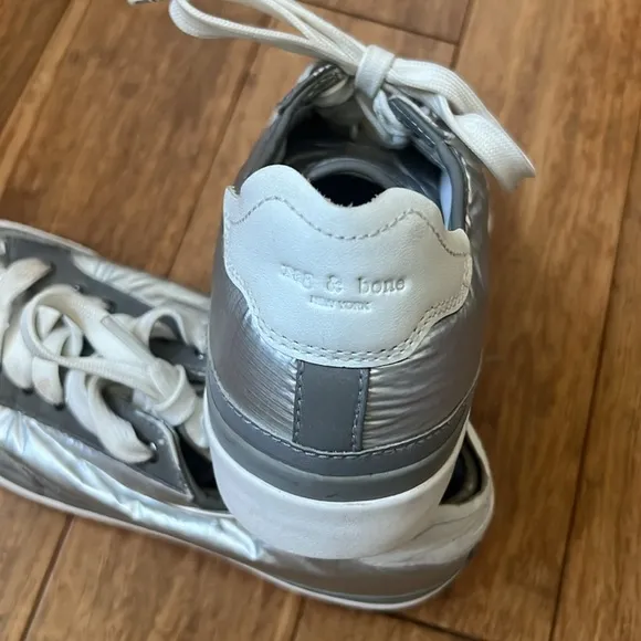 RAG &amp; BONE Army Sneakers Silver Nylon Sz 6.5