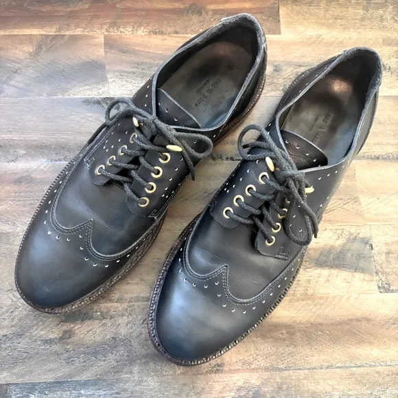 Rag &amp; Bone Genuine Leather Handmade Goodyear Oxford Lace Up Shoes Mens 39.5 / 7
