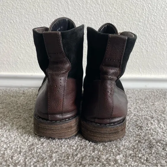 Rag &amp; Bone Lace Up Boots Womens 10 / 40 Brown Leather Black Suede Ankle Shoes