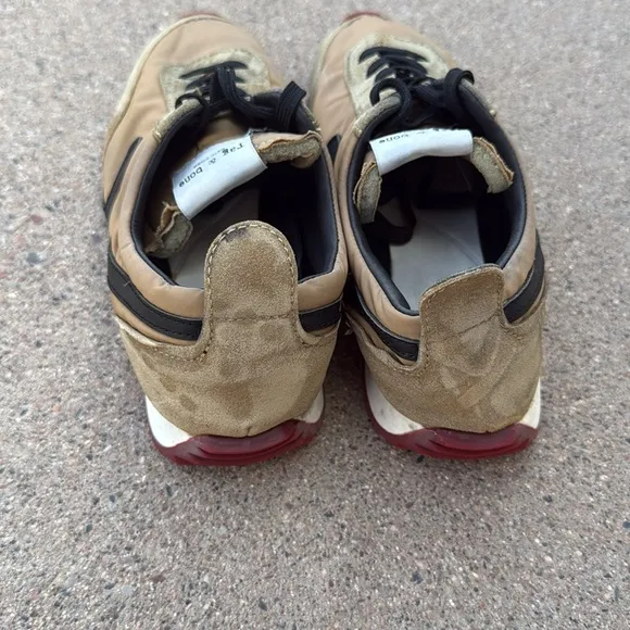 Rag &amp; Bone Sneakers Womens 6.5 Suede Nylon Tan Red Street Style Distressed