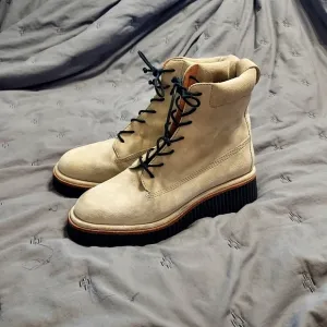 Rag &amp; Bone Women's Sloane Suede Combat Boots 8.5 38.5 Ecru NWOB