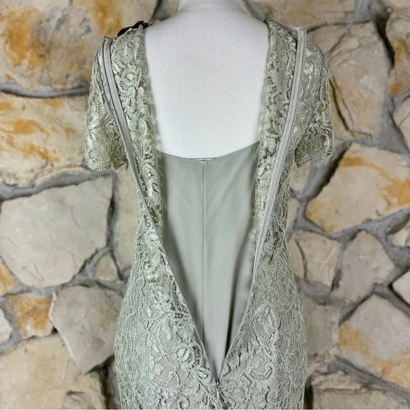 Ralph Lauren Black Label Lace Sheath Dress Silver Sage | 6