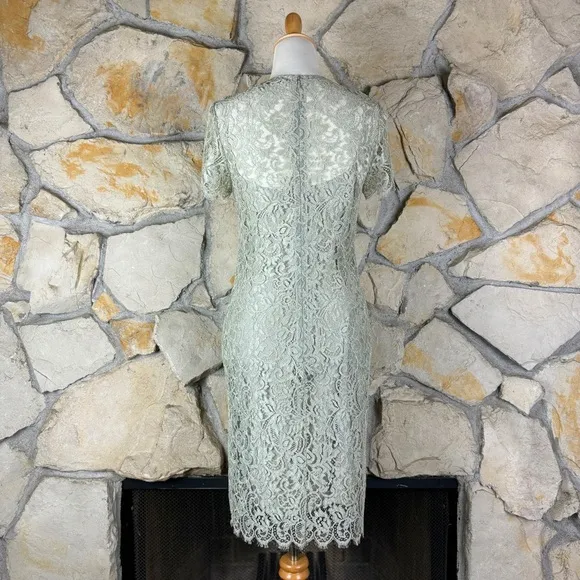 Ralph Lauren Black Label Lace Sheath Dress Silver Sage | 6