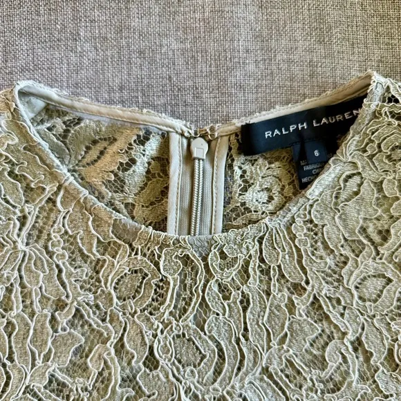 Ralph Lauren Black Label Lace Sheath Dress Silver Sage | 6