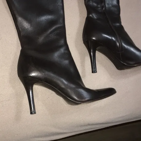 RALPH LAUREN COLLECTION MADE IN ITALY BROWN FINE LEATHER KNEE HI BOOTS S…