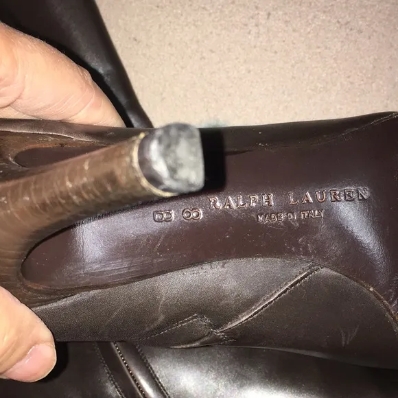 RALPH LAUREN COLLECTION MADE IN ITALY BROWN FINE LEATHER KNEE HI BOOTS S…