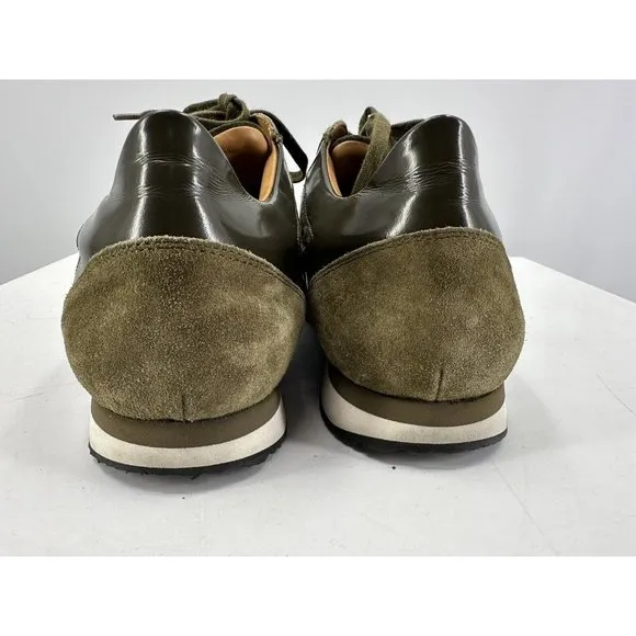 Ralph Lauren Green suede And Snakeskin Leather Sneakers Made In Italy 10.5-USA