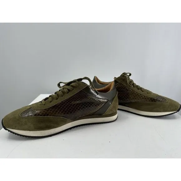 Ralph Lauren Green suede And Snakeskin Leather Sneakers Made In Italy 10.5-USA