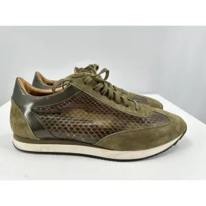 Ralph Lauren Green suede And Snakeskin Leather Sneakers Made In Italy 10.5-USA