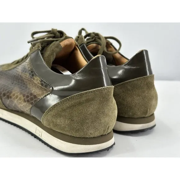 Ralph Lauren Green suede And Snakeskin Leather Sneakers Made In Italy 10.5-USA