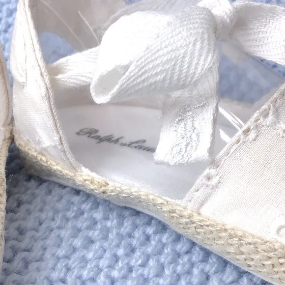 Ralph Lauren Layette White Eyelet Espadrille Shoes