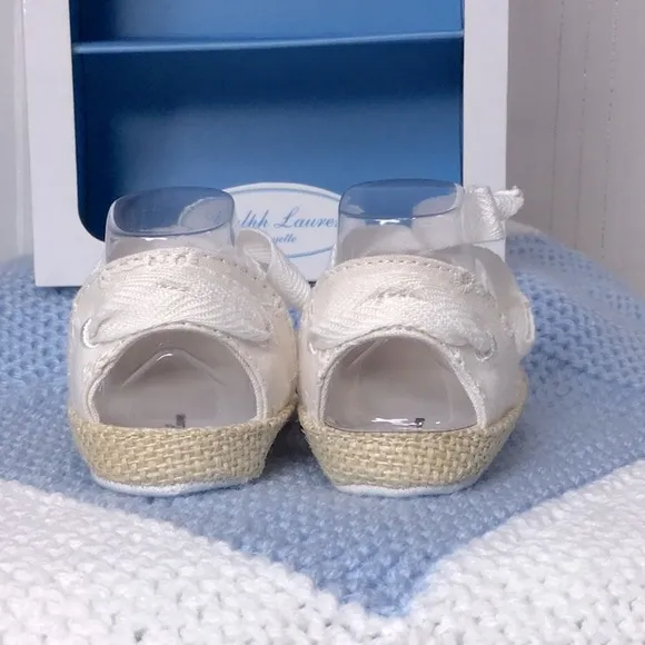Ralph Lauren Layette White Eyelet Espadrille Shoes