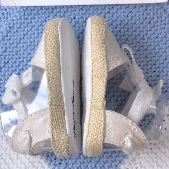 Ralph Lauren Layette White Eyelet Espadrille Shoes