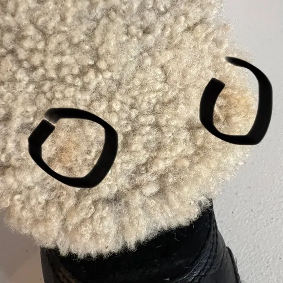 Ralph Lauren Polo Black Tavin Rollover Leather Shearling Boots Mens Size 9 D