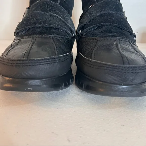 Ralph Lauren Polo Black Tavin Rollover Leather Shearling Boots Mens Size 9 D