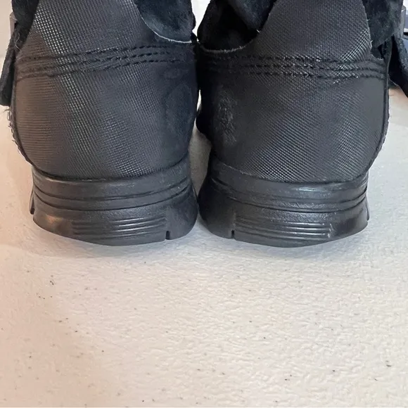 Ralph Lauren Polo Black Tavin Rollover Leather Shearling Boots Mens Size 9 D