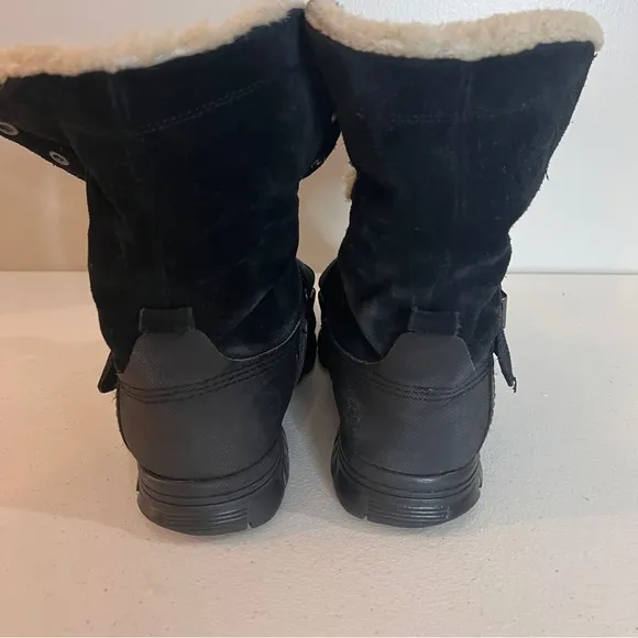 Ralph Lauren Polo Black Tavin Rollover Leather Shearling Boots Mens Size 9 D