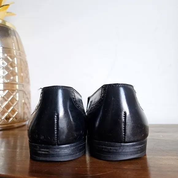 Rare Bostonian Leather Dress Shoes Mens 7 W Black Loafer Wingtip Loafer Brogue