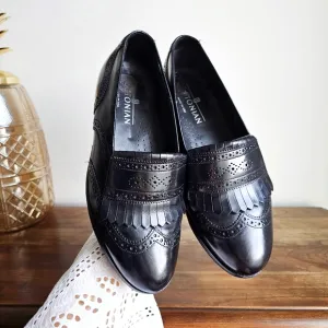 Rare Bostonian Leather Dress Shoes Mens 7 W Black Loafer Wingtip Loafer Brogue