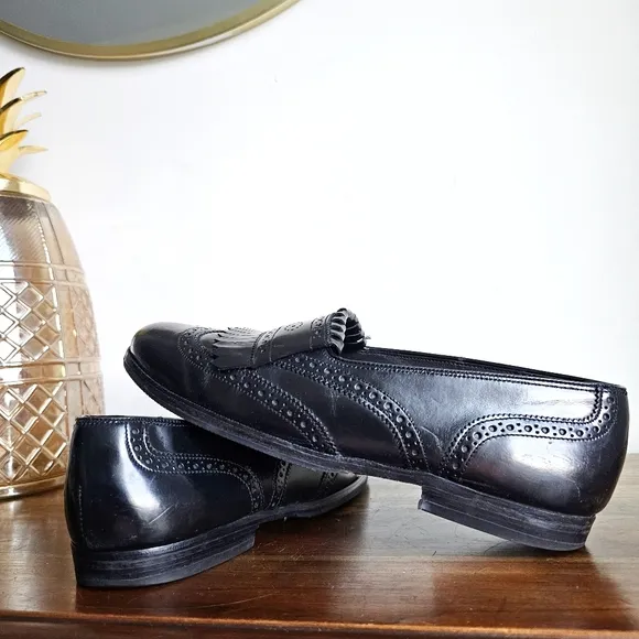 Rare Bostonian Leather Dress Shoes Mens 7 W Black Loafer Wingtip Loafer Brogue