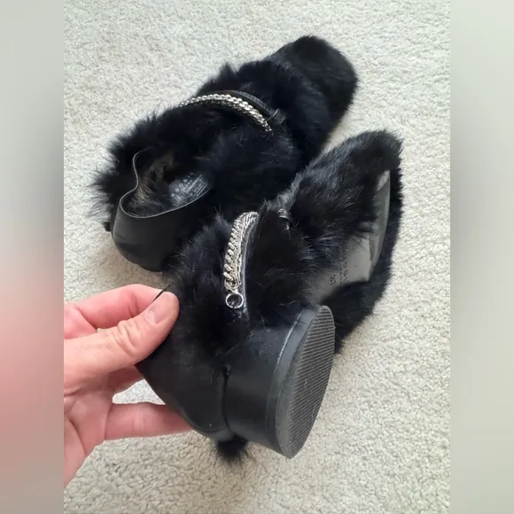Rare find celebrities black fur shoes Nuogic size 37 made in London