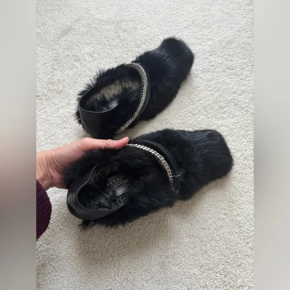 Rare find celebrities black fur shoes Nuogic size 37 made in London