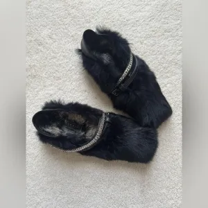 Rare find celebrities black fur shoes Nuogic size 37 made in London