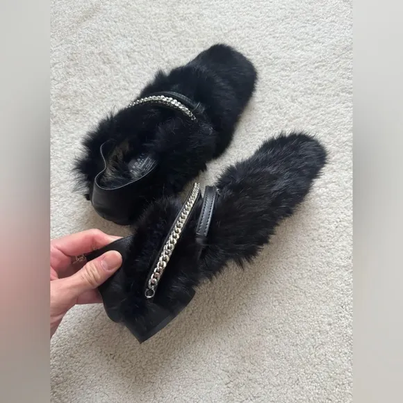 Rare find celebrities black fur shoes Nuogic size 37 made in London