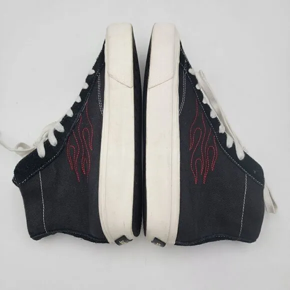 Rare Straye Men's Sz 9 Skate Shoes Black High-top Sneakers Y2K Lace Up Flame