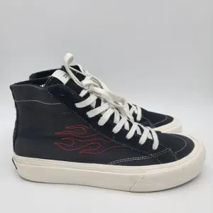 Rare Straye Men's Sz 9 Skate Shoes Black High-top Sneakers Y2K Lace Up Flame