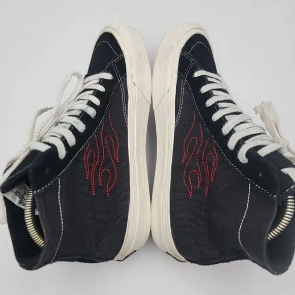 Rare Straye Men's Sz 9 Skate Shoes Black High-top Sneakers Y2K Lace Up Flame