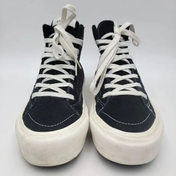 Rare Straye Men's Sz 9 Skate Shoes Black High-top Sneakers Y2K Lace Up Flame