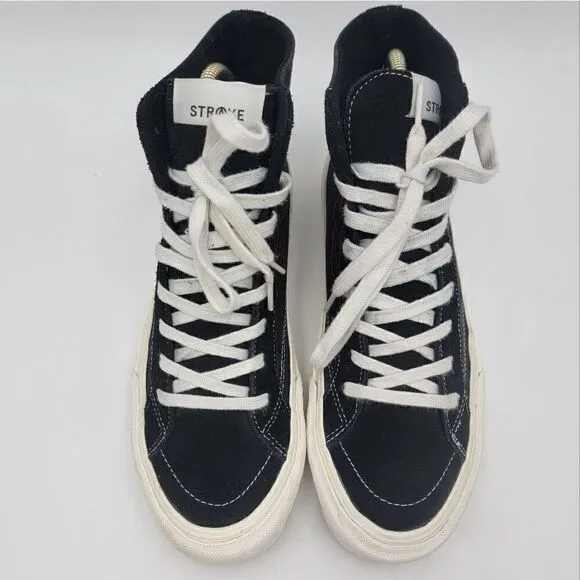 Rare Straye Men's Sz 9 Skate Shoes Black High-top Sneakers Y2K Lace Up Flame