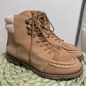 RAYE Revolve Emi Tan Leather Suede Lace Up Moto Combat Boots