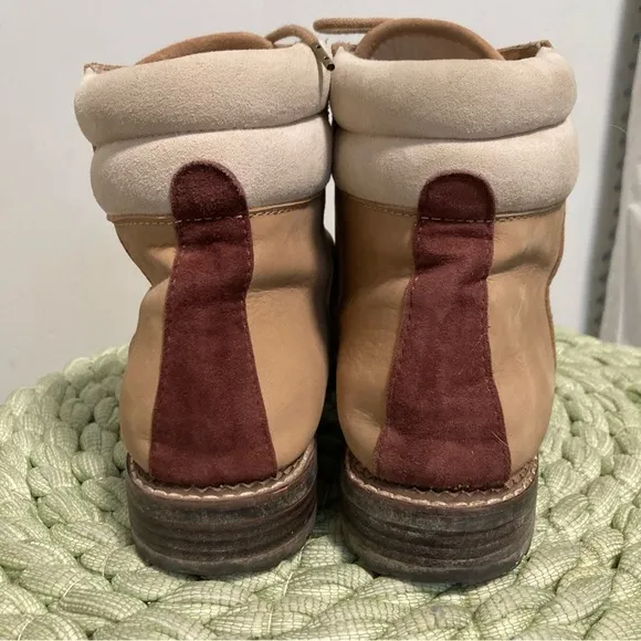RAYE Revolve Emi Tan Leather Suede Lace Up Moto Combat Boots