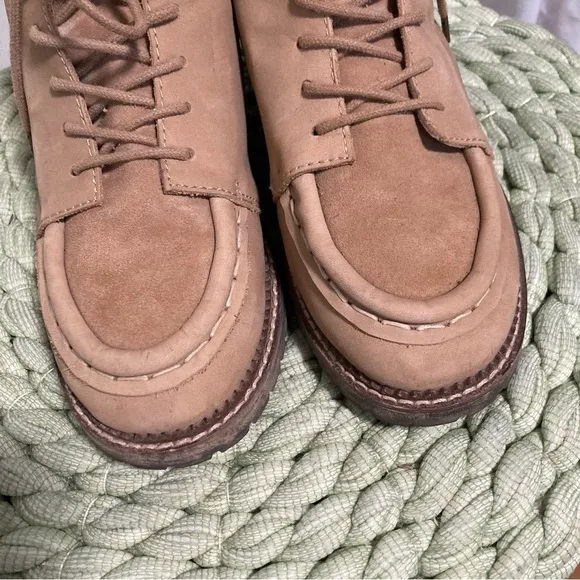 RAYE Revolve Emi Tan Leather Suede Lace Up Moto Combat Boots