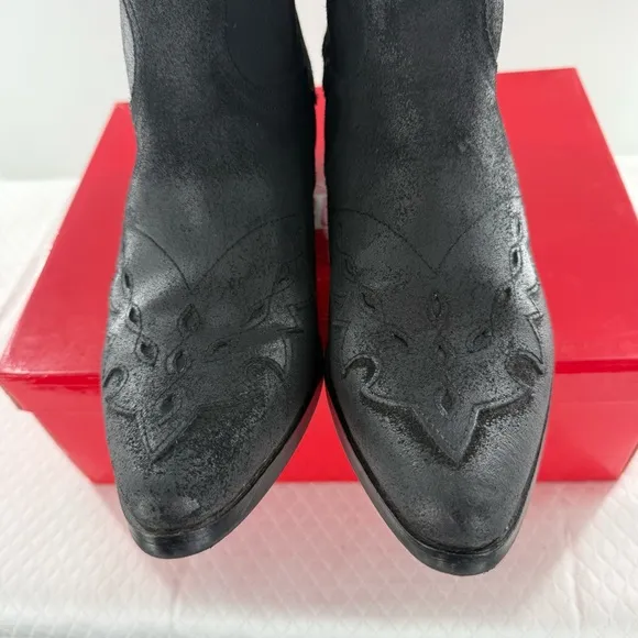 Reba Black Suede Leather Lance Western Boots women’s size 9