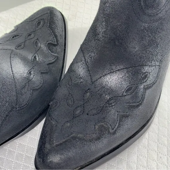 Reba Black Suede Leather Lance Western Boots women’s size 9