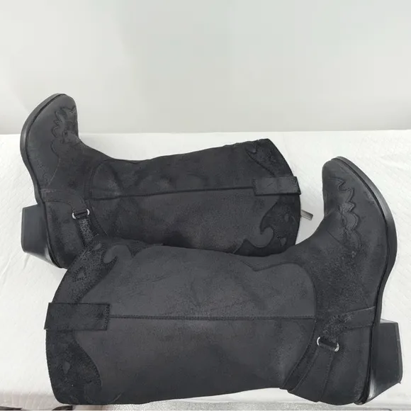 Reba Black Suede Leather Lance Western Boots women’s size 9