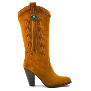 REBA Brown Suede Fringe Western Cowgirl Hades Boots size 8.5 (NWOT)