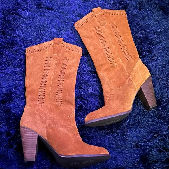 REBA Brown Suede Fringe Western Cowgirl Hades Boots size 8.5 (NWOT)
