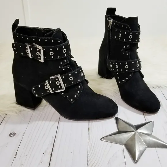 Rebecca Minkoff Logan studded black suede boots size 6