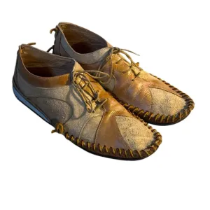 Red Tape Moccasin Shoes Mens Size 10 1/2 Tan Toned Genuine Leather Rubber Sole