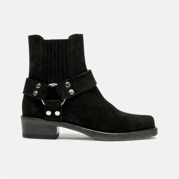 Re/done $850 Calvary western boots in Black Calf Suede