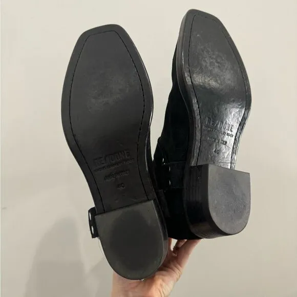 Re/done $850 Calvary western boots in Black Calf Suede