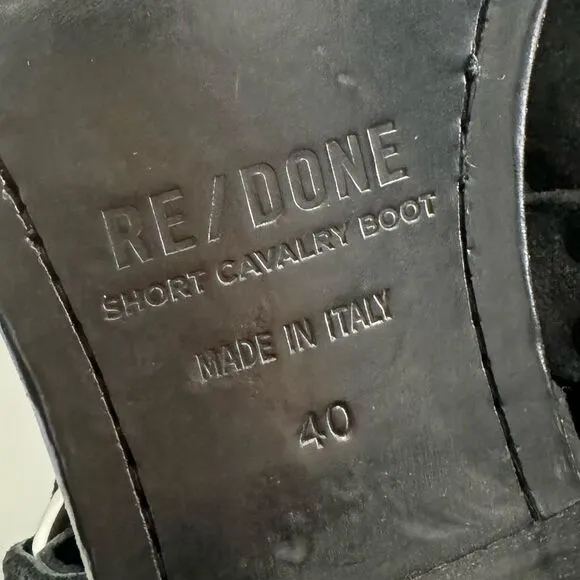 Re/done $850 Calvary western boots in Black Calf Suede