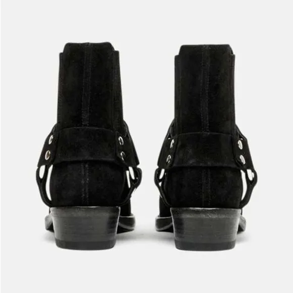 Re/done $850 Calvary western boots in Black Calf Suede