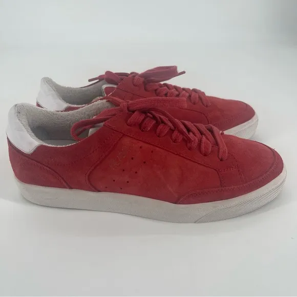 Re/Done 90s Skate Leather Trimmed Suede Sneakers in Red